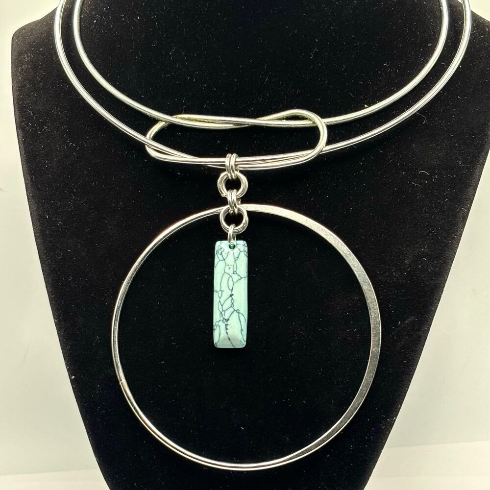 Y2K Silver Circular Jules B. Necklace